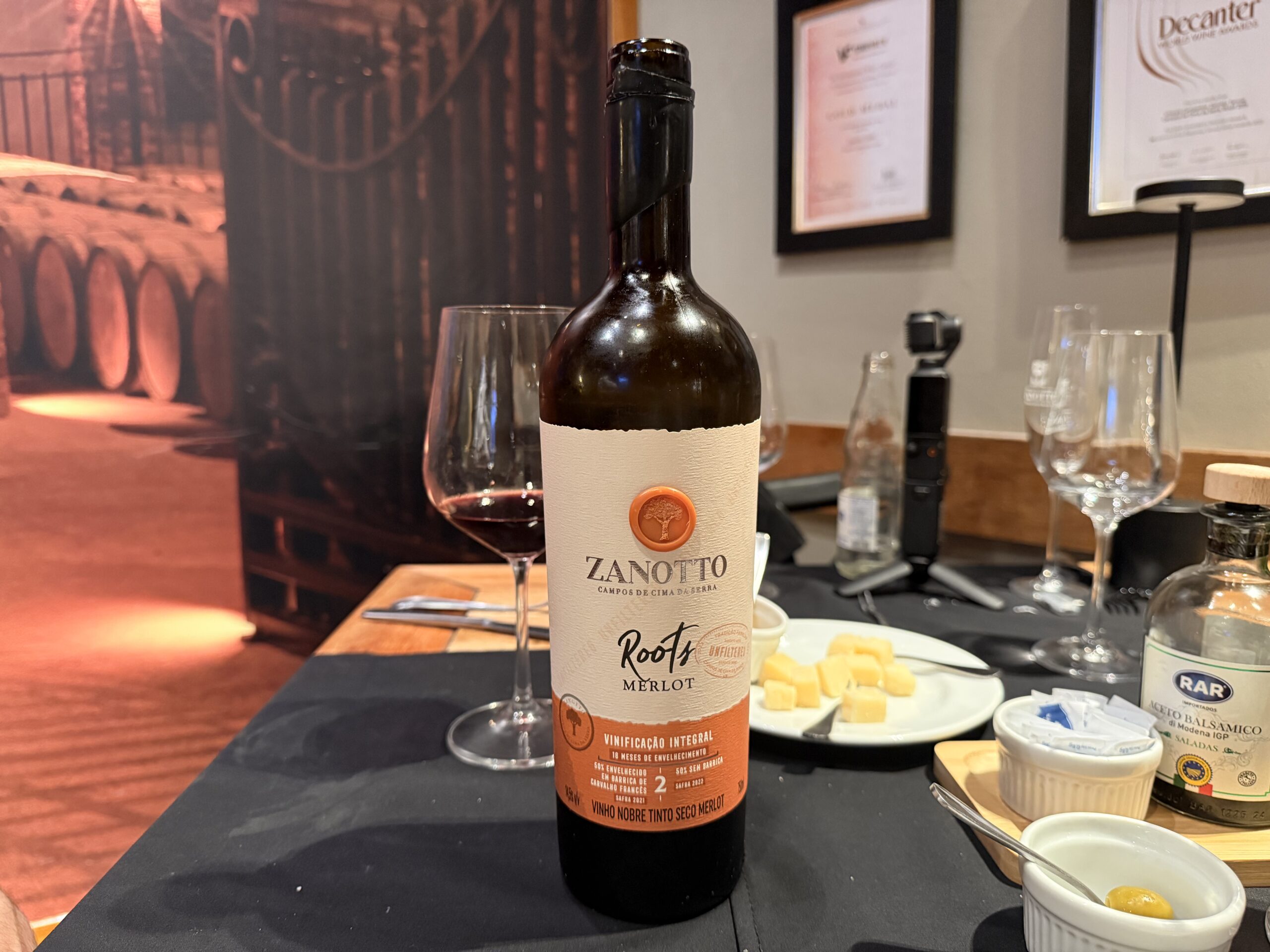 Taça de Merlot Roots Zanotto no rodízio de vinhos